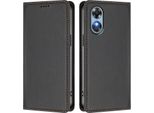 Custodia In Pelle Per Oppo A17/Oppo A17K, Flip Case Magnetico In Finto Cuoio Con Supporto Nero