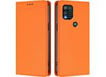 Custodia Per Motorola Moto G Stylus 5G 2021, Custodia Magnetica Antiurto Flip Cover In Finto Cuoio Con Supporto Arancione