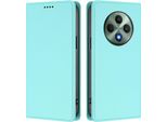 Custodia Per Oppo Reno12 F 5G/Reno12 F 4G, Flip Cover In Finto Cuoio Antiurto Magnetica Con Supporto Turchese