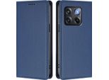 Custodia In Pelle Per Oneplus 10T, Flip Case Magnetico In Finto Cuoio Con Supporto Blu Scuro