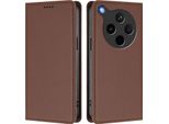 Custodia In Pelle Per Oppo Find X8S+, Custodia Magnetica In Finto Cuoio Con Supporto Marrone