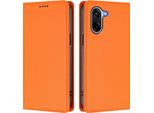 Custodia In Pelle Per Oneplus Nord CE5 / Ace 5 Racing, Custodia Flip Magnetica In Finto Cuoio Con Supporto Arancione
