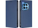Custodia Per Telefono Cellulare Per Oneplus 12R, Flip Cover In Finto Cuoio Antiurto Magnetica Con Supporto Blu Scuro