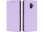 Custodia In Pelle Per Samsung Galaxy A6 2018, Flip Case Magnetico In Finto Cuoio Con Supporto Viola Chiaro