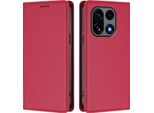 Custodia In Pelle Per Oneplus 15, Flip Case Magnetico In Finto Cuoio Con Supporto Rosso