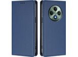 Custodia Per Oppo Reno12 F 5G/Reno12 F 4G, Flip Cover In Finto Cuoio Antiurto Magnetica Con Supporto Blu Scuro