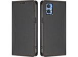 Custodia Per Motorola Moto E22 / E22I, Flip Cover In Finto Cuoio Antiurto Magnetica Con Supporto Nero