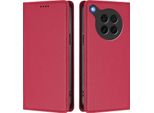Custodia Per Oppo Find X8S, Flip Cover In Finto Cuoio Antiurto E Magnetica Con Supporto Rosso