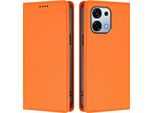 Custodia In Pelle Per Oppo A6 Pro 5G/Oppo A6 Pro 4G, Custodia Flip Magnetica In Finto Cuoio Con Supporto Arancione