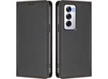 Custodia In Pelle Per Oppo Reno12 5G, Custodia Flip Magnetica In Finto Cuoio Con Supporto Nero