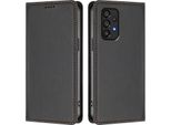 Custodia In Pelle Per Samsung Galaxy A53 5G, Flip Case Magnetico In Finto Cuoio Con Supporto Nero