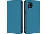 Custodia In Pelle Per Samsung Galaxy A42 5G, Flip Case Magnetico In Finto Cuoio Con Supporto Lake Blu