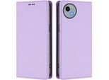 Custodia Per Sharp Aquos Wish4, Flip Cover In Finto Cuoio Antiurto Magnetica Con Supporto Viola