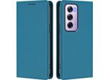 Custodia In Pelle Per Oppo Reno12 Pro 5G, Custodia Flip Magnetica In Finto Cuoio Con Supporto Lake Blu