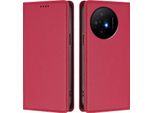 Custodia Per Cellulare Per Tcl 50 Xl/Tcl 50 Xl Nxtpaper, Flip Cover In Finto Cuoio Antiurto Magnetica Con Supporto Rosso