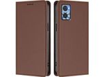 Custodia In Pelle Per Motorola Moto E22 / E22I, Custodia Magnetica In Finto Cuoio Con Supporto Marrone