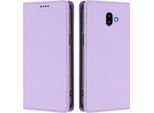Custodia In Pelle Per Samsung Galaxy J6 Plus, Flip Case Magnetico In Finto Cuoio Con Supporto Viola Chiaro
