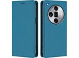 Custodia In Pelle Per Oppo Find X7 Ultra, Custodia Flip Magnetica In Finto Cuoio Con Supporto Lake Blu