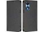 Custodia In Pelle Per Oppo A78 5G, Flip Case Magnetico In Finto Cuoio Con Supporto Nero