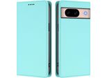Custodia Per Google Pixel 8A, Flip Cover In Finto Cuoio Antiurto Magnetica Con Supporto Turchese