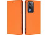 Custodia In Pelle Per Oppo A5/Oppo A3 Pro/Oppo A80/Oppo K12X, Custodia Flip Magnetica In Finto Cuoio Con Supporto Arancione