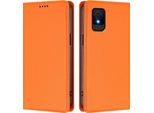 Custodia Per Telefono Cellulare Per Tcl 502, Flip Cover In Finto Cuoio Antiurto Custodia Magnetica Con Supporto Arancione