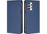 Custodia In Pelle Per Samsung Galaxy A72, Flip Case Magnetico In Finto Cuoio Con Supporto Blu Scuro