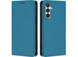 Custodia In Pelle Per Samsung Galaxy M34 5G, Flip Case Magnetico In Finto Cuoio Con Supporto Lake Blu