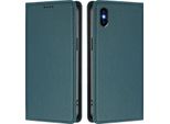 Custodia Per Iphone Xs Max, Flip Cover In Finto Cuoio Antiurto Magnetica Con Supporto Verde
