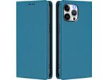 Custodia In Pelle Per Iphone 13 Pro Max, Custodia Magnetica In Finto Cuoio Con Supporto Lake Blu