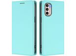 Custodia Per Motorola Moto G41 / Moto G31, Flip Cover In Finto Cuoio Antiurto Magnetica Con Supporto Turchese