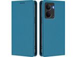 Custodia Per Telefono Cellulare Per Realme P3, Flip Cover In Finto Cuoio Antiurto Magnetica Con Supporto Blu