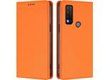 Custodia Per Telefono Cellulare Per Tcl 20R, Flip Cover In Finto Cuoio Antiurto Magnetica Con Supporto Arancione