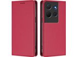 Custodia Per Telefono Cellulare Per Tcl 503, Flip Cover In Finto Cuoio Antiurto Magnetica Con Supporto Rosso