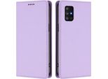 Custodia In Pelle Per Samsung Galaxy A71 4G, Flip Case Magnetico In Finto Cuoio Con Supporto Viola Chiaro