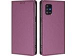 Custodia In Pelle Per Samsung Galaxy A51 5G, Flip Case Magnetico In Finto Cuoio Con Supporto Purple