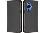 Custodia Per Telefono Cellulare Per Huawei Nova 12S, Flip Cover In Finto Cuoio Antiurto Magnetica Con Supporto Nero
