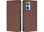Custodia In Pelle Per Oneplus Nord Ce 2 5G, Custodia Magnetica In Finto Cuoio Con Supporto Marrone