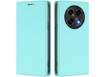 Custodia Per Oppo F27 Pro / F27 Pro+, Flip Cover In Finto Cuoio Antiurto Magnetica Con Supporto Turchese