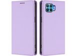 Custodia Per Oppo F17 Pro, Flip Cover In Finto Cuoio Antiurto Magnetica Con Supporto Viola