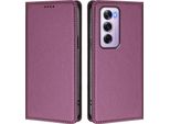 Custodia Per Oppo Reno12 Pro 5G, Custodia Magnetica Antiurto Con Supporto In Finto Cuoio Flip Cover Viola