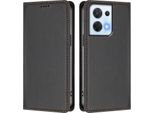 Custodia In Pelle Per Oppo Reno8 5G, Flip Case Magnetico In Finto Cuoio Con Supporto Nero