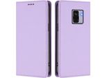 Custodia In Pelle Per Samsung Galaxy A8 2018, Flip Case Magnetico In Finto Cuoio Con Supporto Viola Chiaro