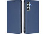 Custodia In Pelle Per Samsung Galaxy M35 5G, Flip Case Magnetico In Finto Cuoio Con Supporto Blu Scuro