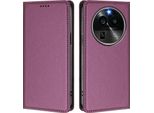 Custodia Per Oppo Find X6 Pro, Custodia Magnetica Antiurto Con Supporto In Finto Cuoio Flip Cover Viola