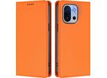 Custodia In Pelle Per Oneplus 13T /Oneplus 13S, Custodia Magnetica In Finto Cuoio Con Supporto Arancione