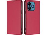 Custodia Per Telefono Cellulare Per Oukitel C51, Custodia Magnetica Antiurto Con Supporto In Finto Cuoio Flip Cover Rosso