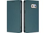 Custodia Per Telefono Cellulare Per Samsung Galaxy S6 Edge,Poliuretanopelle Flip Cover Antiurto Magnetica Con Supporto Verde