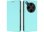 Custodia Per Oppo Find X8 Ultra, Flip Cover In Finto Cuoio Antiurto Magnetica Con Supporto Turchese