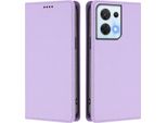 Custodia In Pelle Per Oppo Reno8 5G, Custodia Magnetica In Finto Cuoio Con Supporto Viola Chiaro